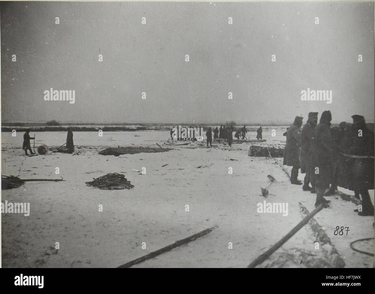 Eine Militärkarte, die einen logistischen Versorgungsknoten in Galicien zeigt, wahrscheinlich in der Nähe von Kowel während des Ersten Weltkriegs. Es ist ein historisches Dokument, das die Infrastruktur und Geographie des Krieges beschreibt. Stockfoto