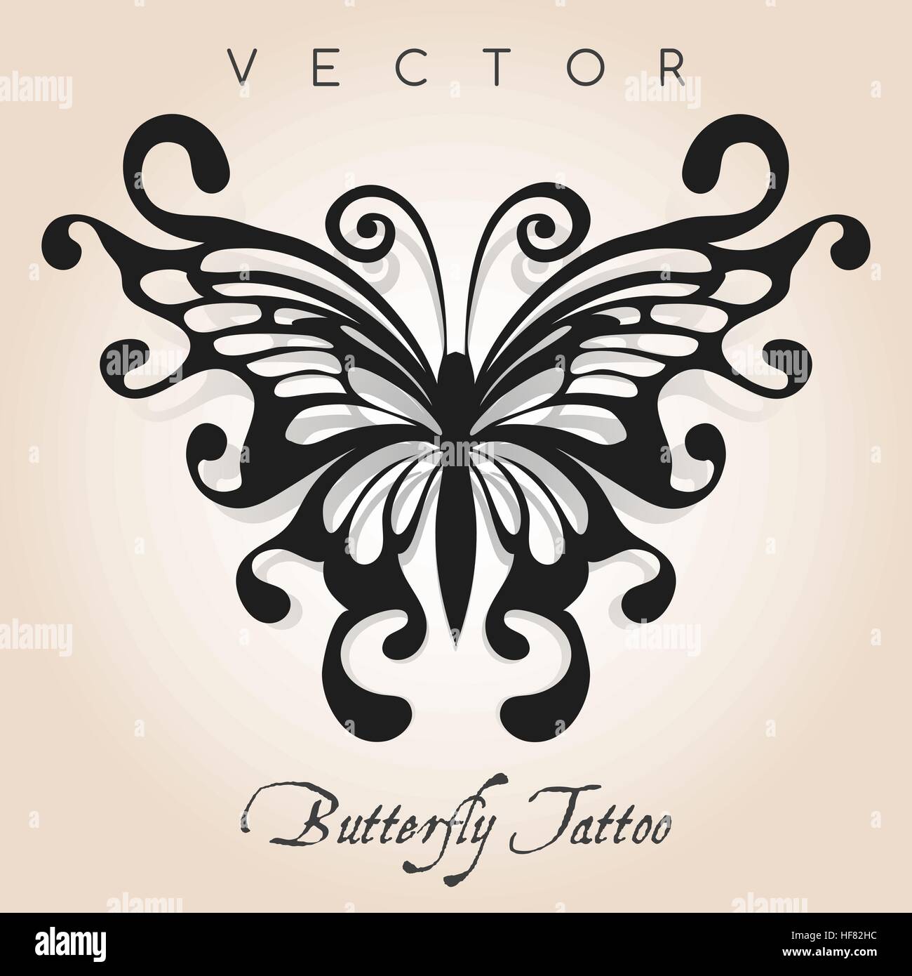 Fantasy Schmetterling Tattoo Stil. Vektor-Illustration. Stock Vektor