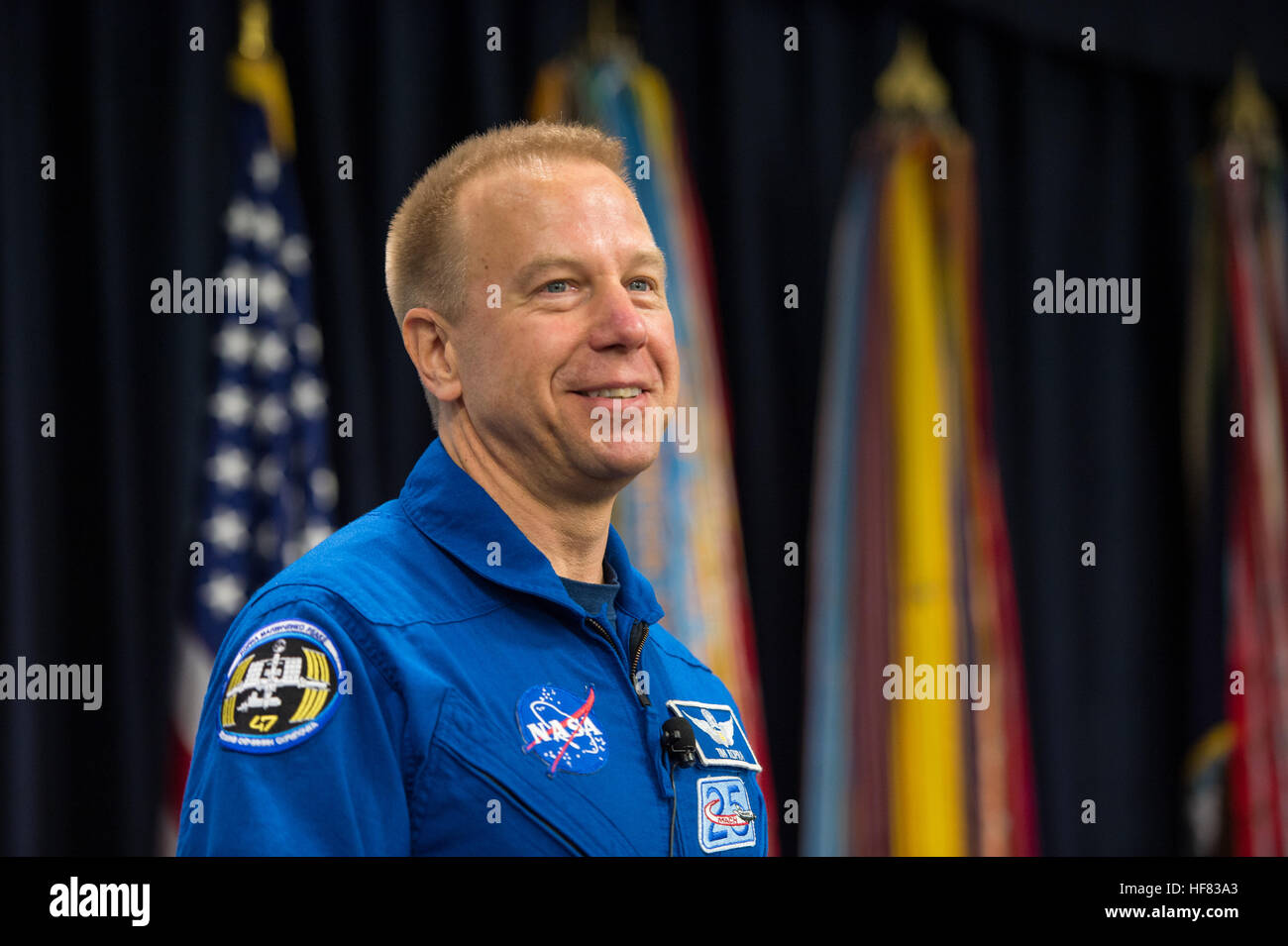 NASA-Astronaut Tim Kopra spricht über seine Zeit an Bord der internationalen Raumstation ISS in der Defense Information Schule, Dienstag, 13. September 2016 in ft. Meade in Maryland. Aubrey Gemignani) Stockfoto