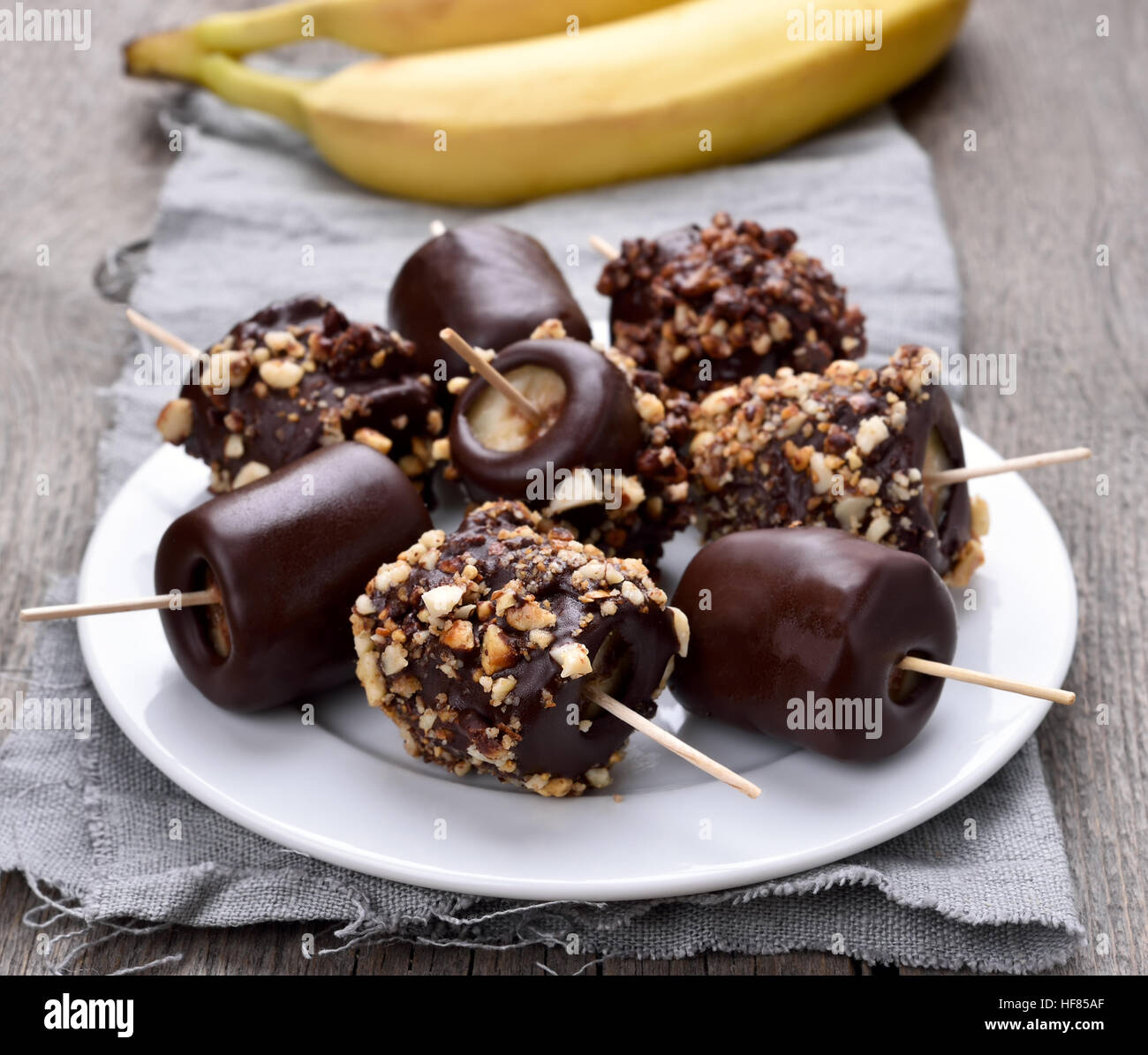 Gefrorene Banane und frisches Obst Stockfoto