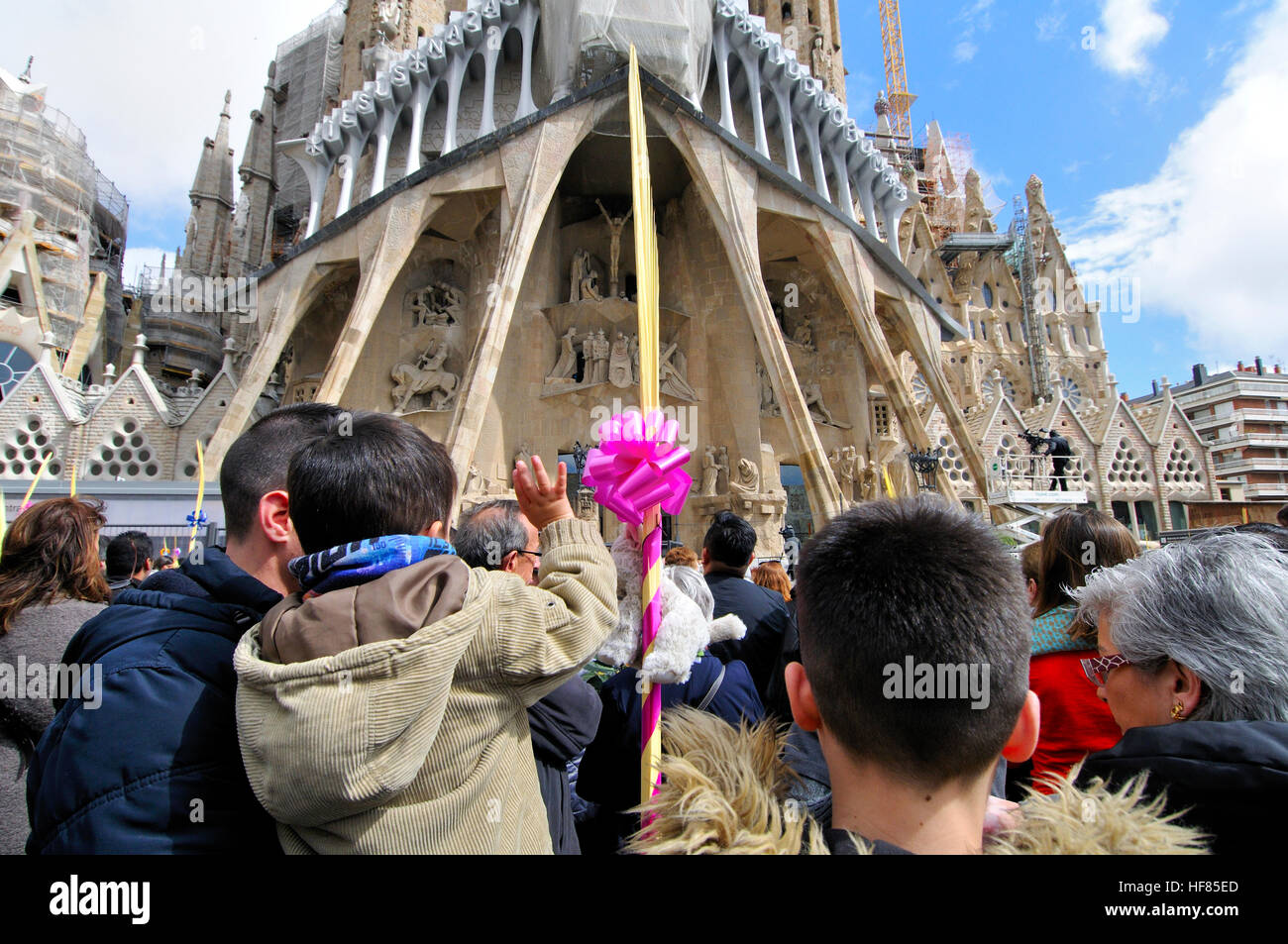 Am Palmsonntag, Basilika und Expiatory Kirche der Heiligen Familie, Barcelona, Katalonien, Spanien Stockfoto