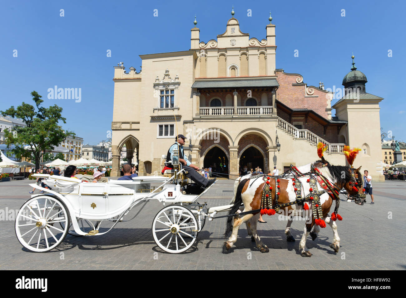 Pferdekutsche, Tuchhallen, Hauptmarkt, Krakau, Polen, Pferd, Kutsche, Tuchhallen, Zentralmarkt, Krakau, Pole Stockfoto