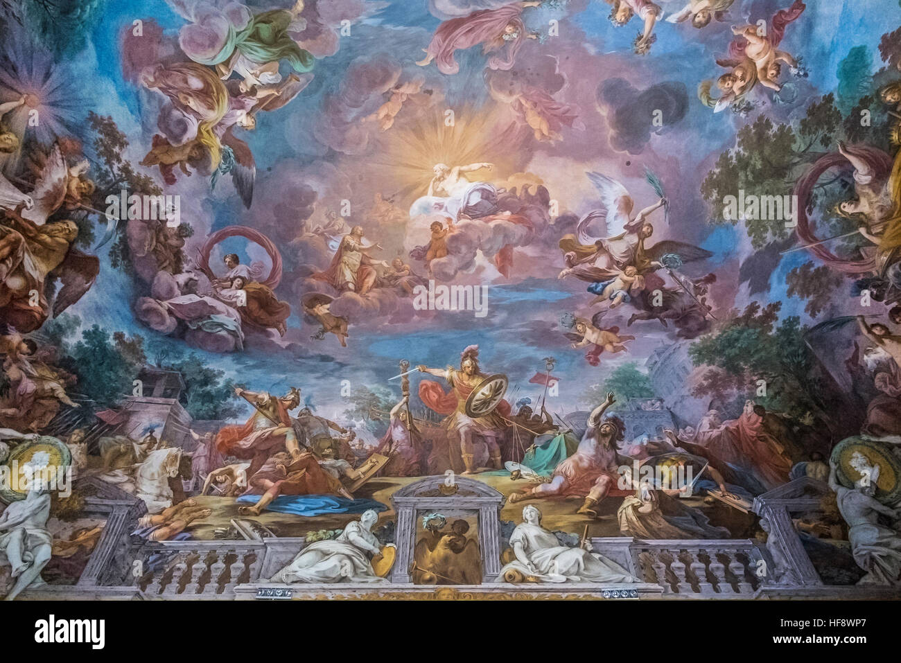 Furius Camillus brechen Vertrag mit Gallier, Fresko von Mariano Rossi (1731-1807), Tresor, Eingangshalle, Galleria Borghese, Rom, Italien Stockfoto