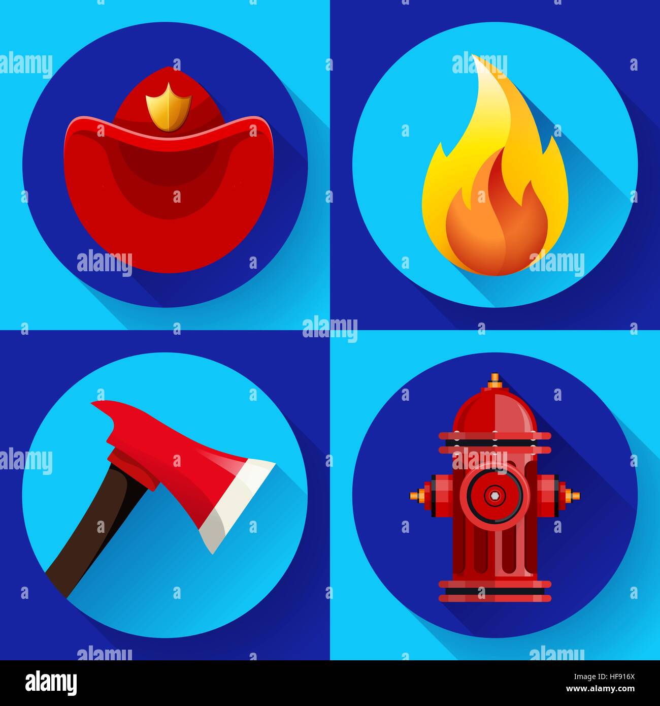 Feuerwehrmann Symbole Elemente set Stock Vektor