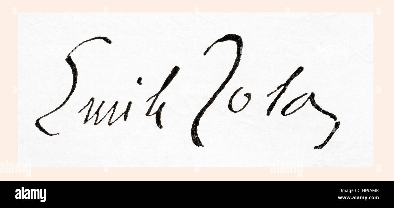 Unterschrift des Émile Édouard Charles Antoine Zola, 1840-1902.  Französischer Schriftsteller, Dramatiker und Journalist.  Aus Meyers Lexikon veröffentlicht 1924. Stockfoto