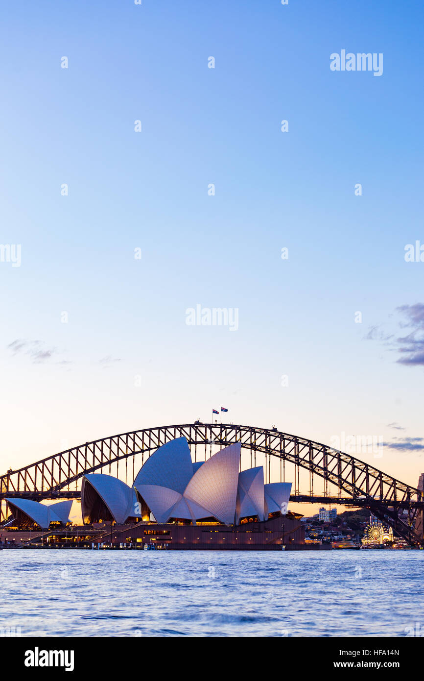 Sydney, Stadt Skyline bei Sonnenuntergang, Australien Stockfoto