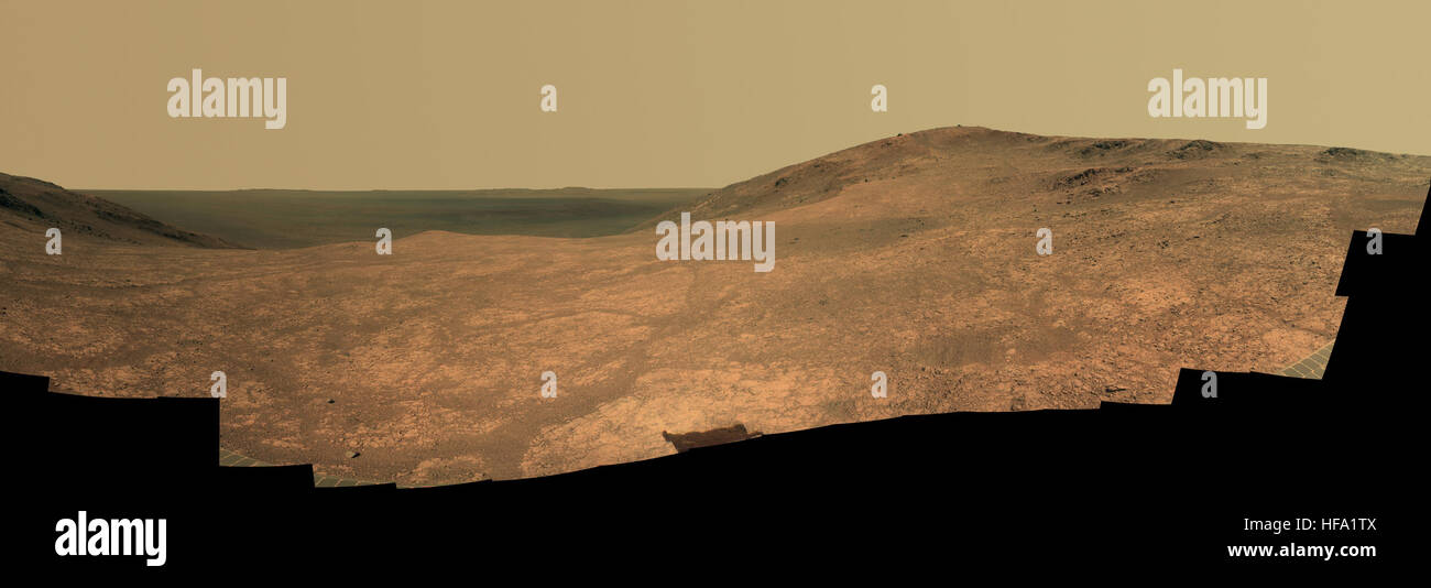 Der Opportunity rover der NASA hat seine Untersuchung eines Marstals abgeschlossen und bietet Einblicke in die geologische Geschichte des Planeten. Der vom Jet Propulsion Laboratory der NASA betriebene rover hat mit seinen Daten und Erkenntnissen erheblich zur Mars-Exploration beigetragen. Stockfoto