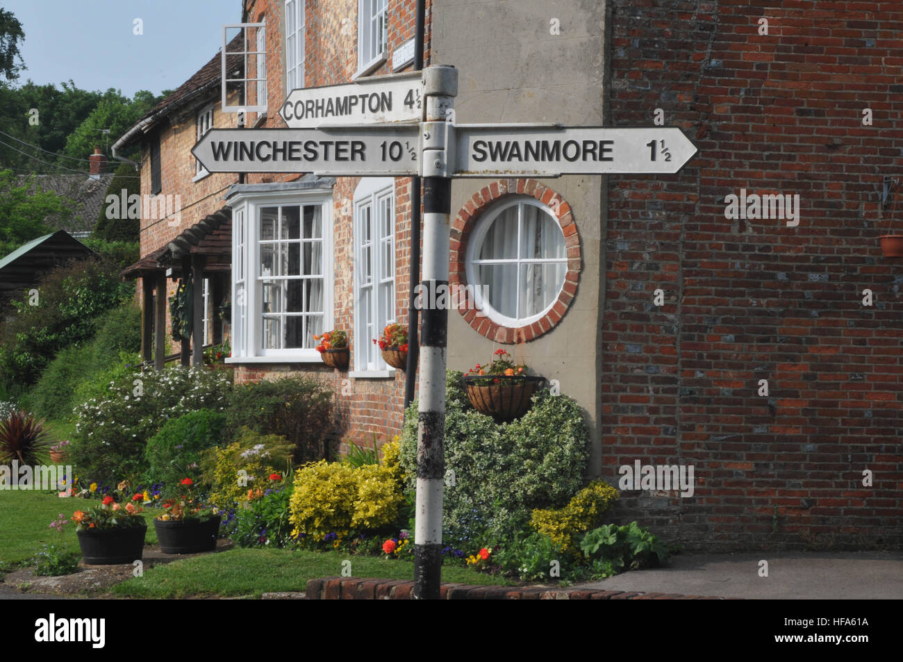 Rund um Bishop's Waltham ein Dorf in Hampshire in Großbritannien, England, Heimat der Ruinen des Bishops Palace Stockfoto