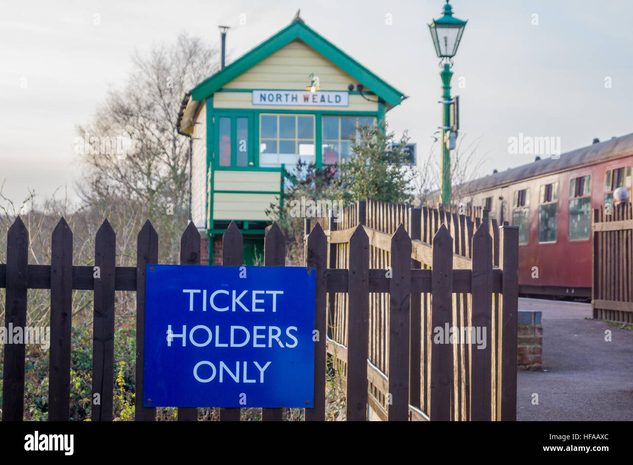 North Weald Vintage Signal box, 1888, Epping Ongar Railway, Dampf Museumsbahn auf ehemaligen Londoner U-Bahn Linie, Essex Stockfoto
