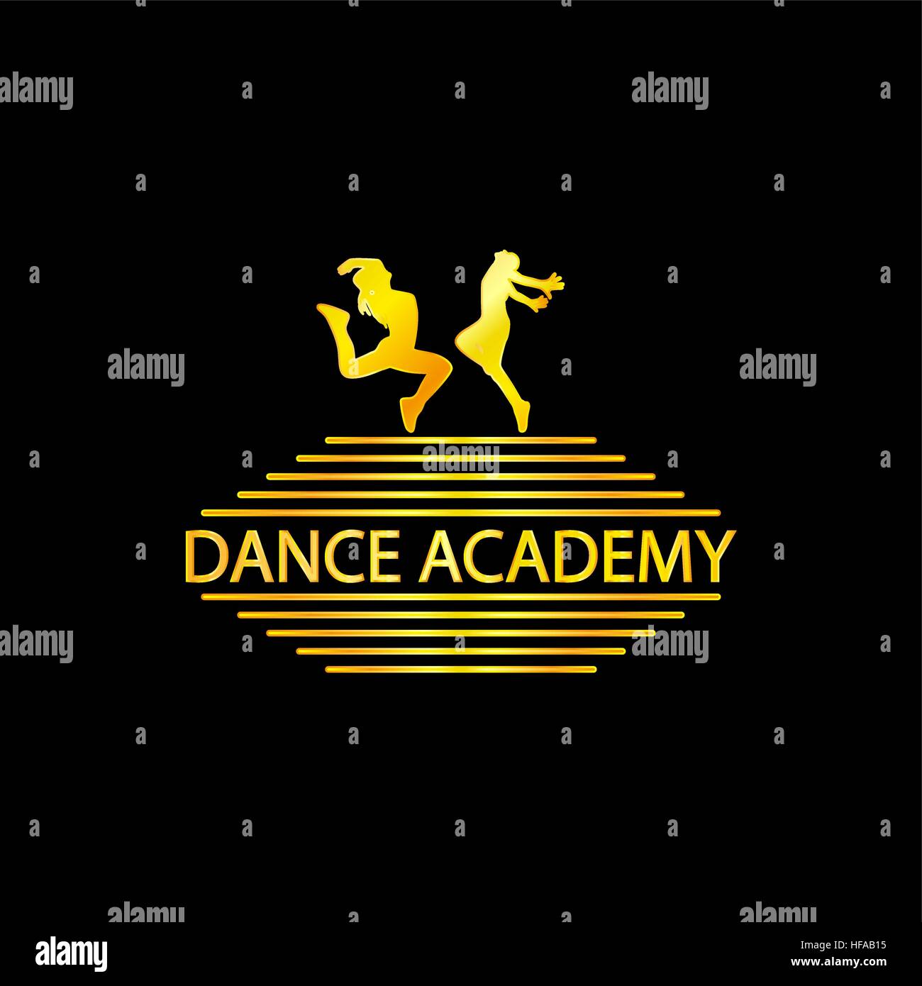 Luxus Golden Dance Academy-Logo Stock Vektor