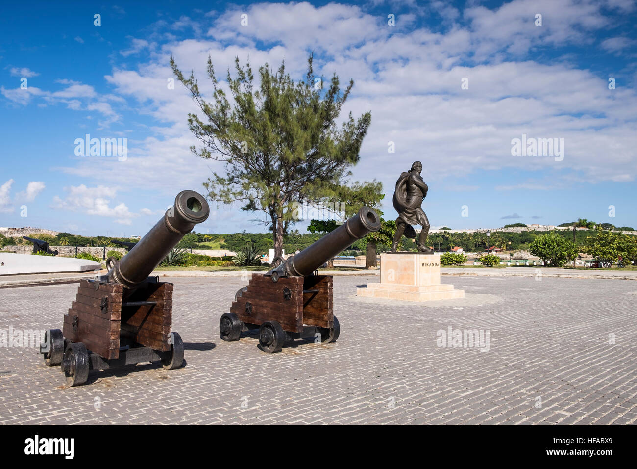 Kanonen im Castillo de San Salvador De La Punta, La Havanna, Kuba. Stockfoto