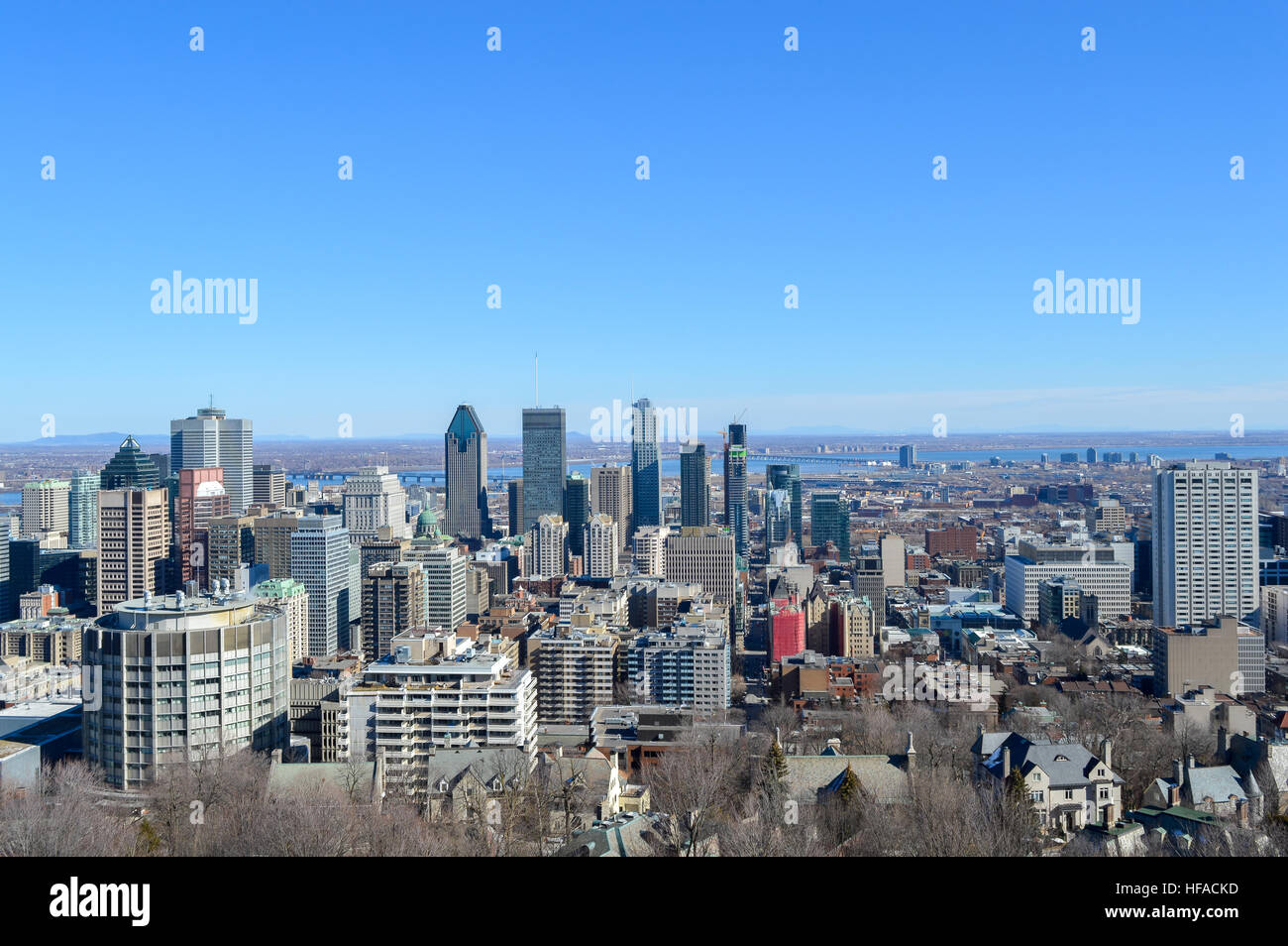 Skyline von Montreal im Winter, Kanada Stockfoto
