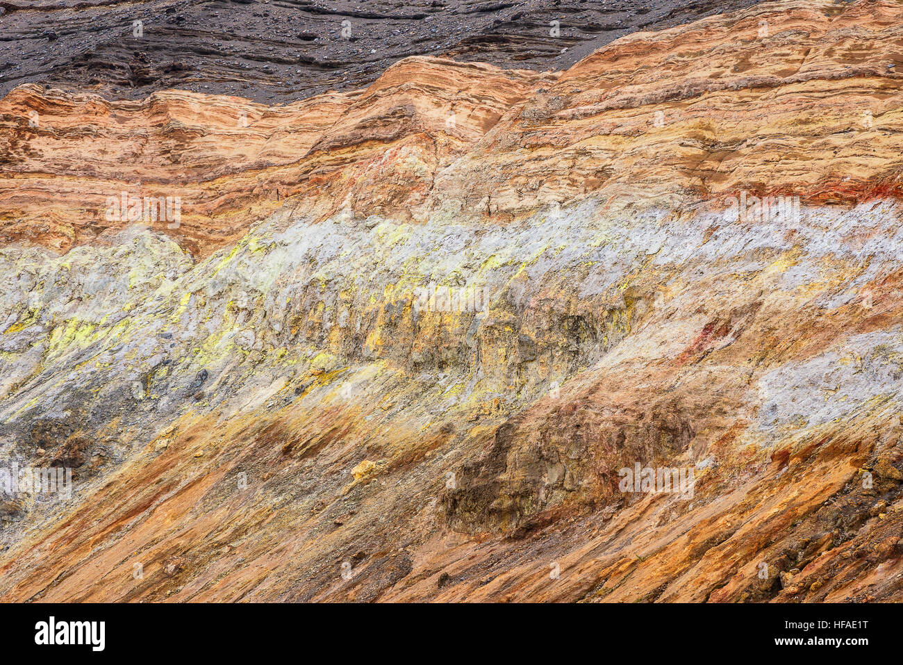 Gran Crater Felsformationen; Vulcano Insel; Äolischen Inseln; UNESCO-Weltkulturerbe; Sizilien; Italien; Mediterranean; Europa Stockfoto