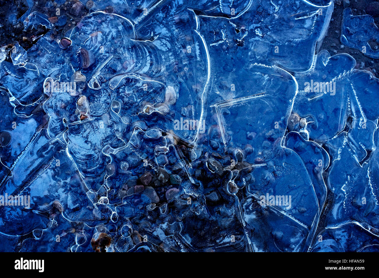 Eis-Muster Einfrieren Wasserkristalle eingefroren Stockfoto