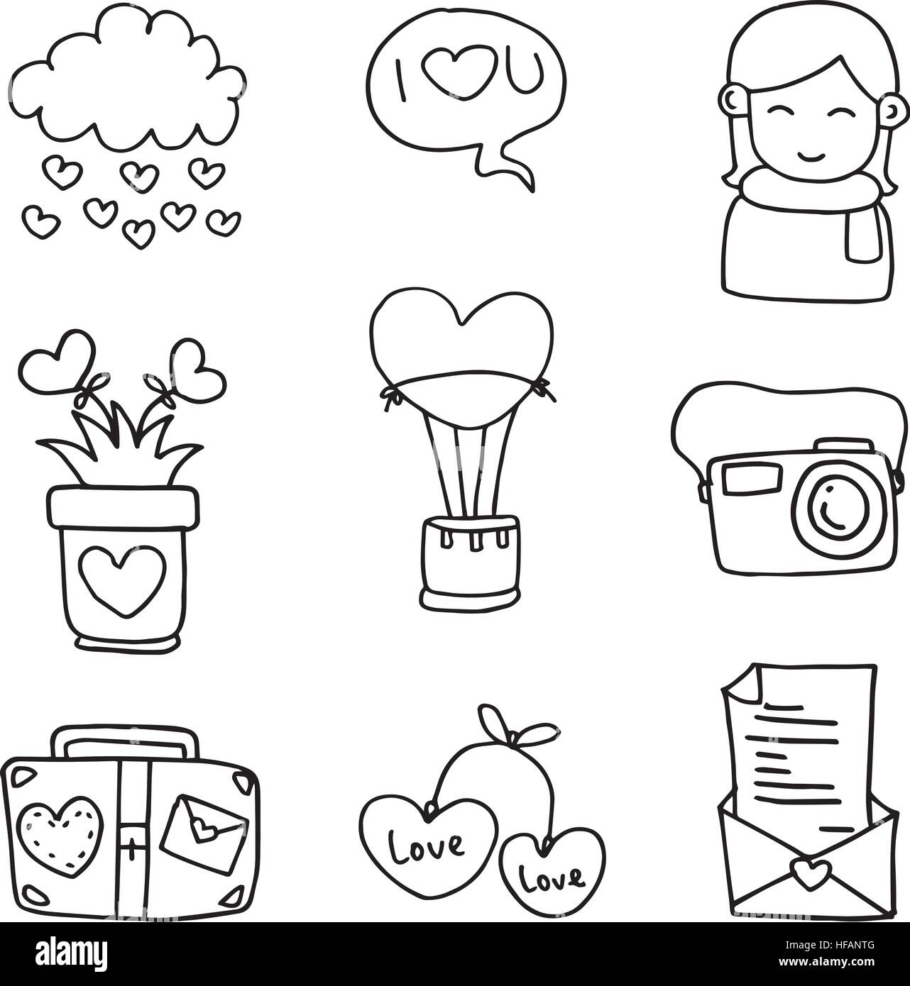 Illustration der Romantik Kritzeleien Hand zeichnen Stock Vektor