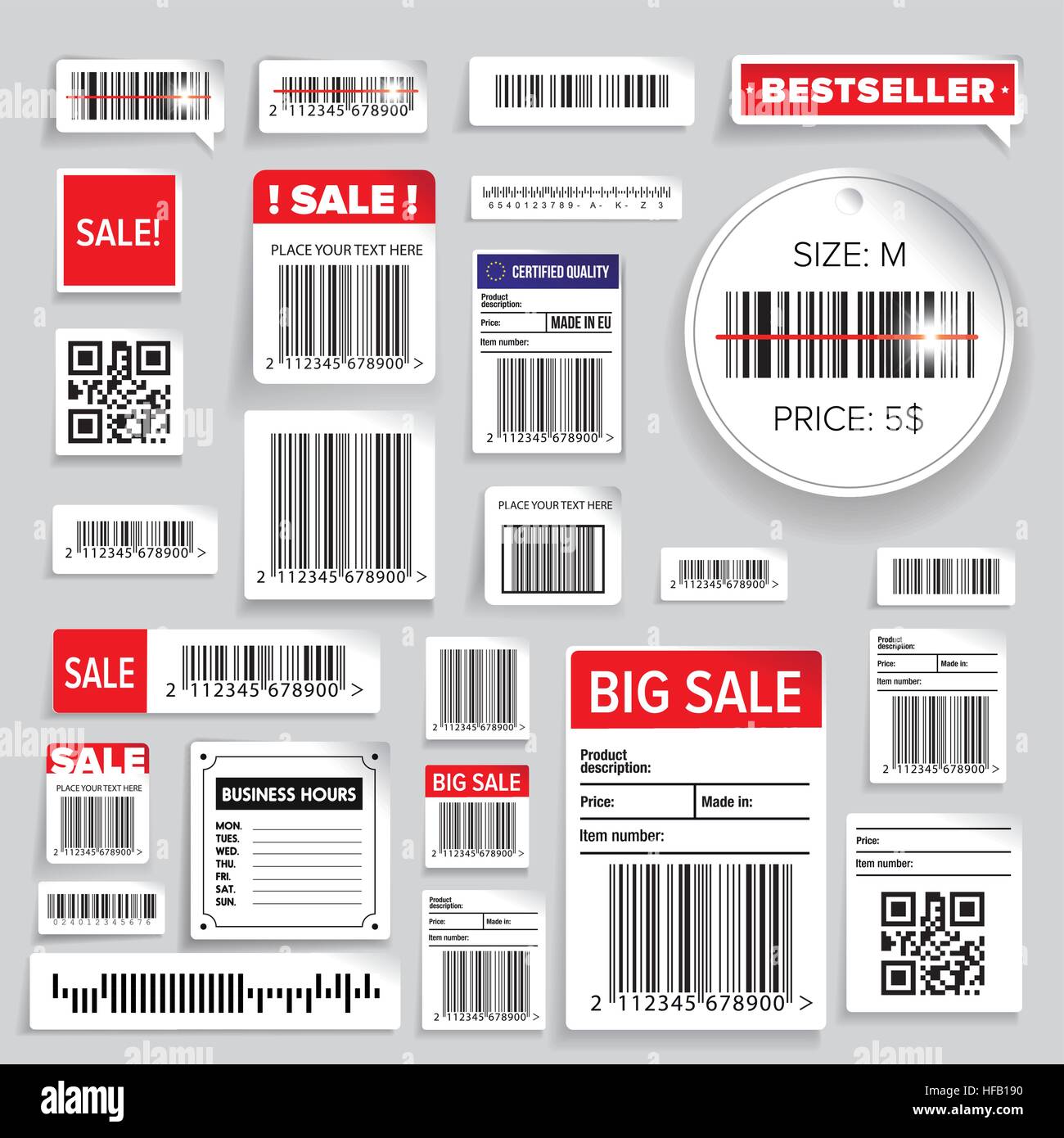Barcodeetiketten Verpackung Geschäft Stock Vektor