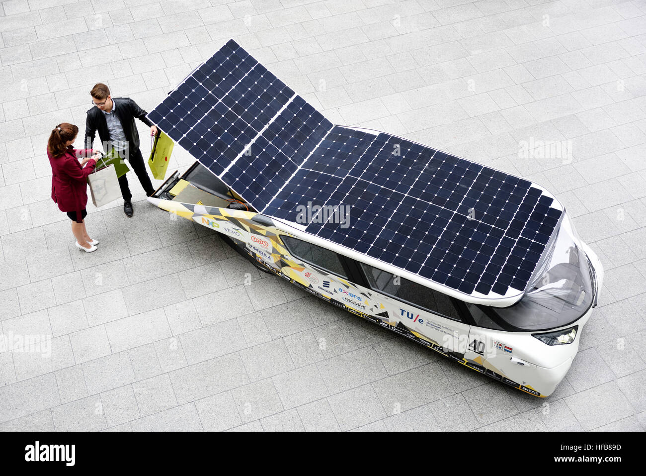 Stella Lux, das Energie-positiven Familie Solarauto aus niederländischen Solar Team-Eindhoven, Sieger in der 2015 World Solar Challenge. Stockfoto