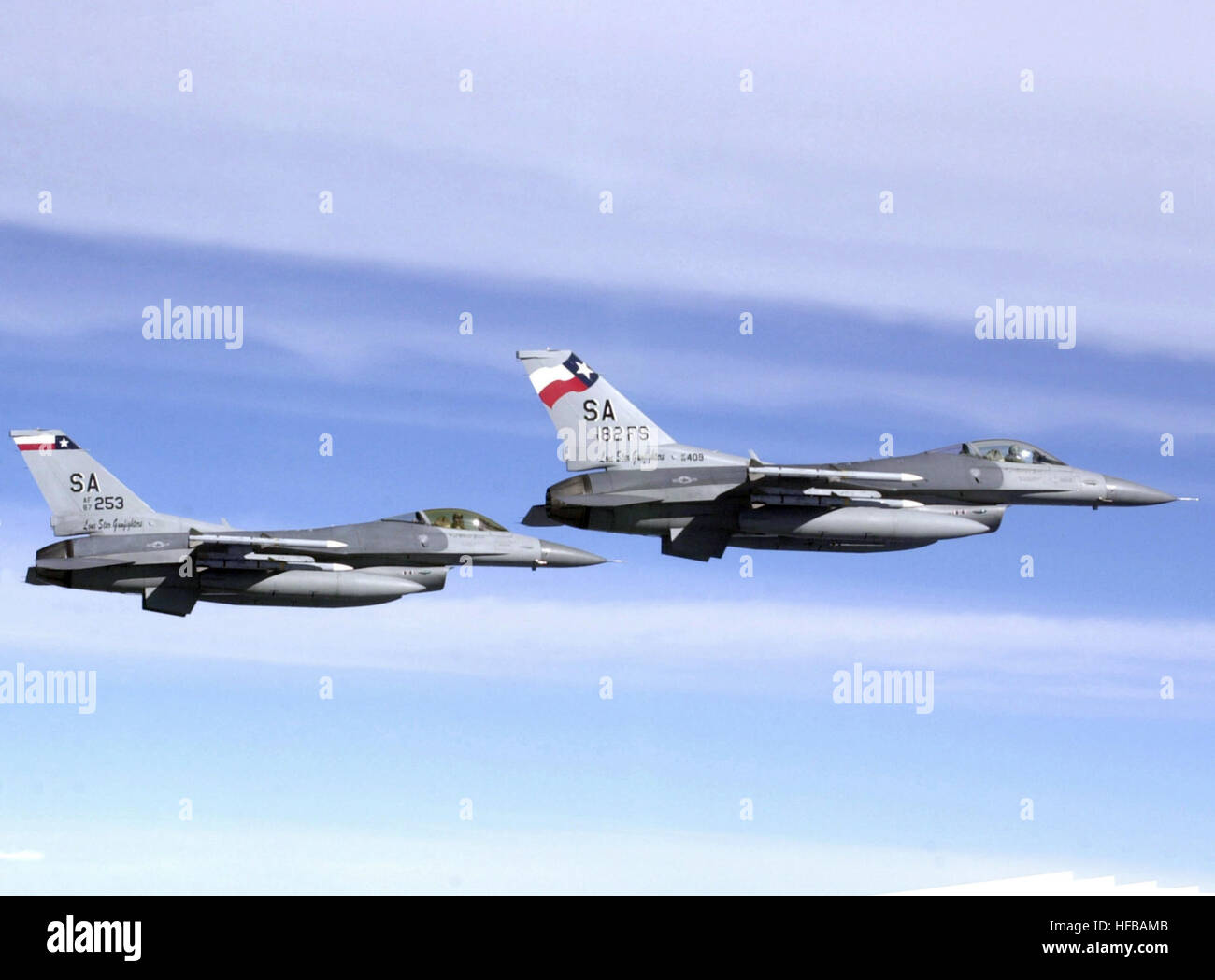 F-16Cs Texas ANG im Flug 2002 Stockfoto