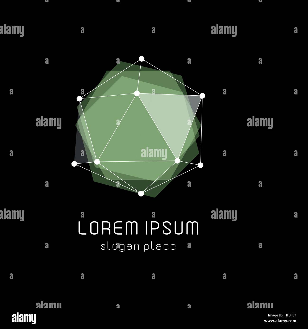 Ungewöhnliche abstrakte geometrische Formen Vektor-Logo. Kreisrunde, polygonale bunte Logos auf dem schwarzen Hintergrund. Stock Vektor