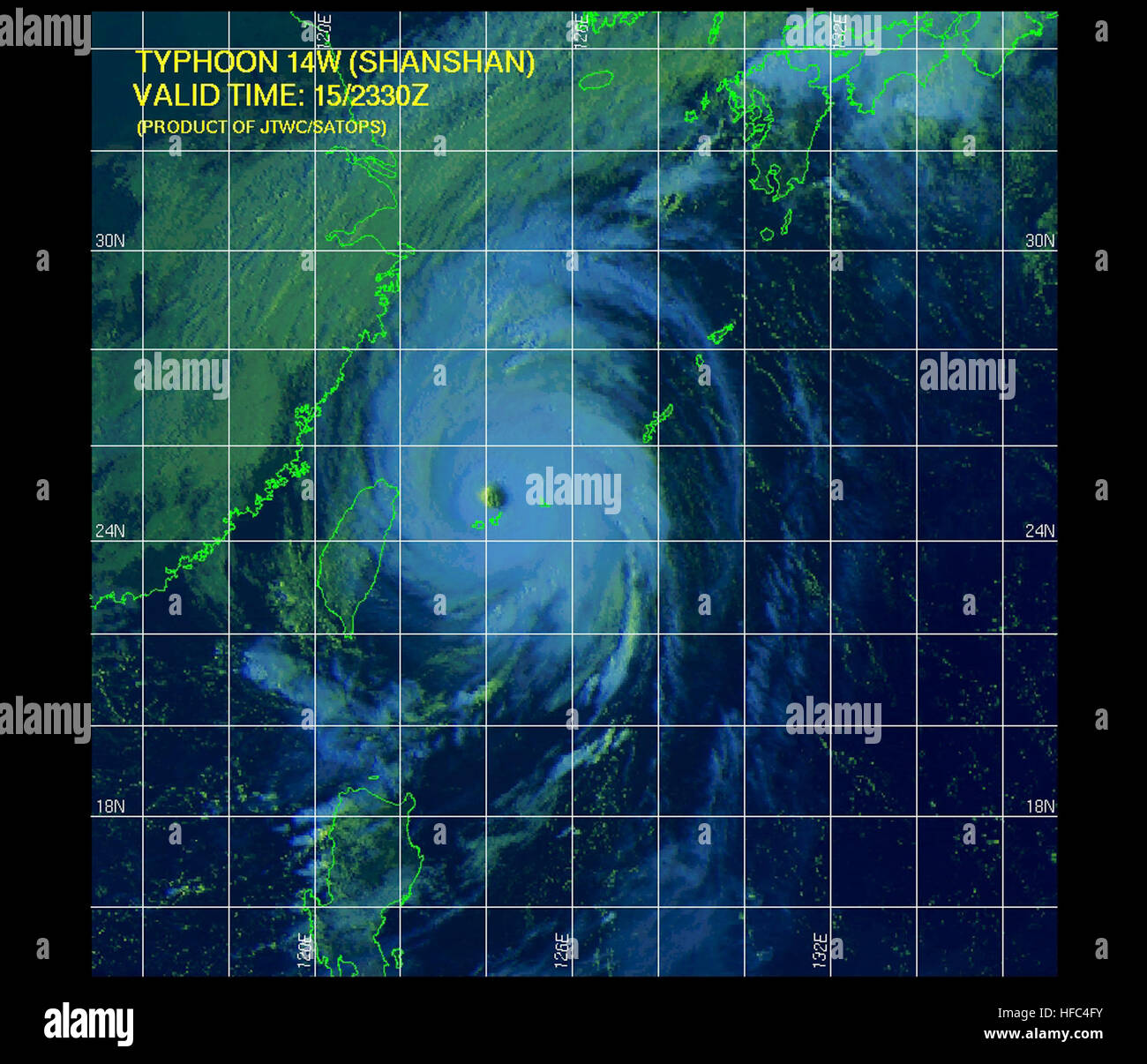 Bild-Taifun 14W (Shanshan) 2006-09-15 23-30Z Stockfoto