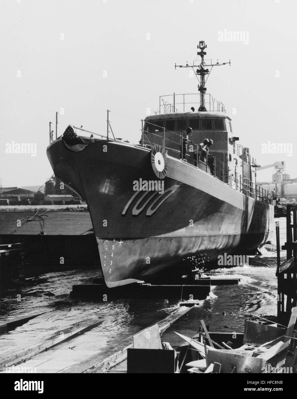 Start von USS Douglas (PG-100) in Tacoma Bootsbau-Firma am 19. Juni 1970 Stockfoto