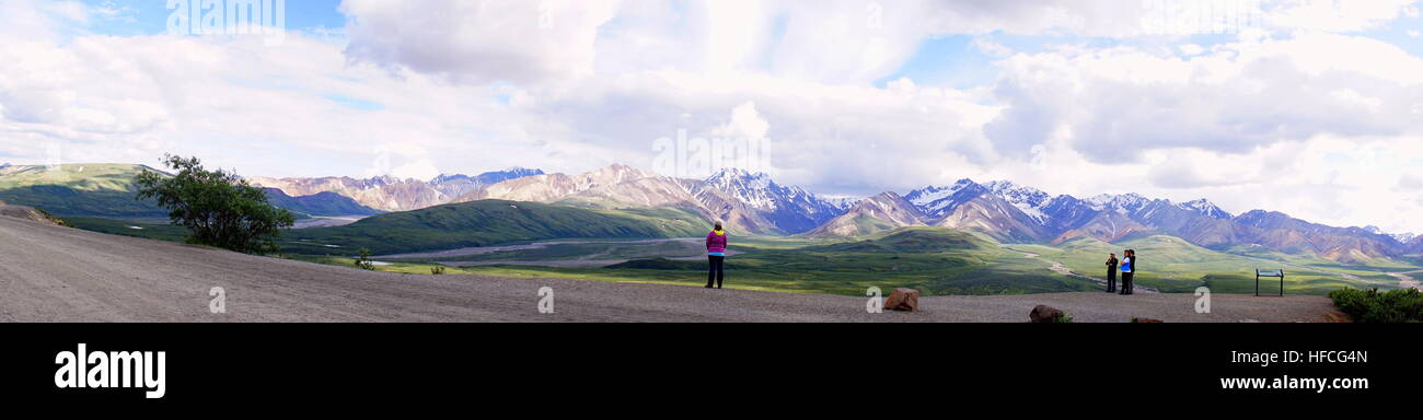 Panoramablick auf die malerische Aussicht auf den Denali (mckinley) National Park / Berge, Alaska, USA Stockfoto