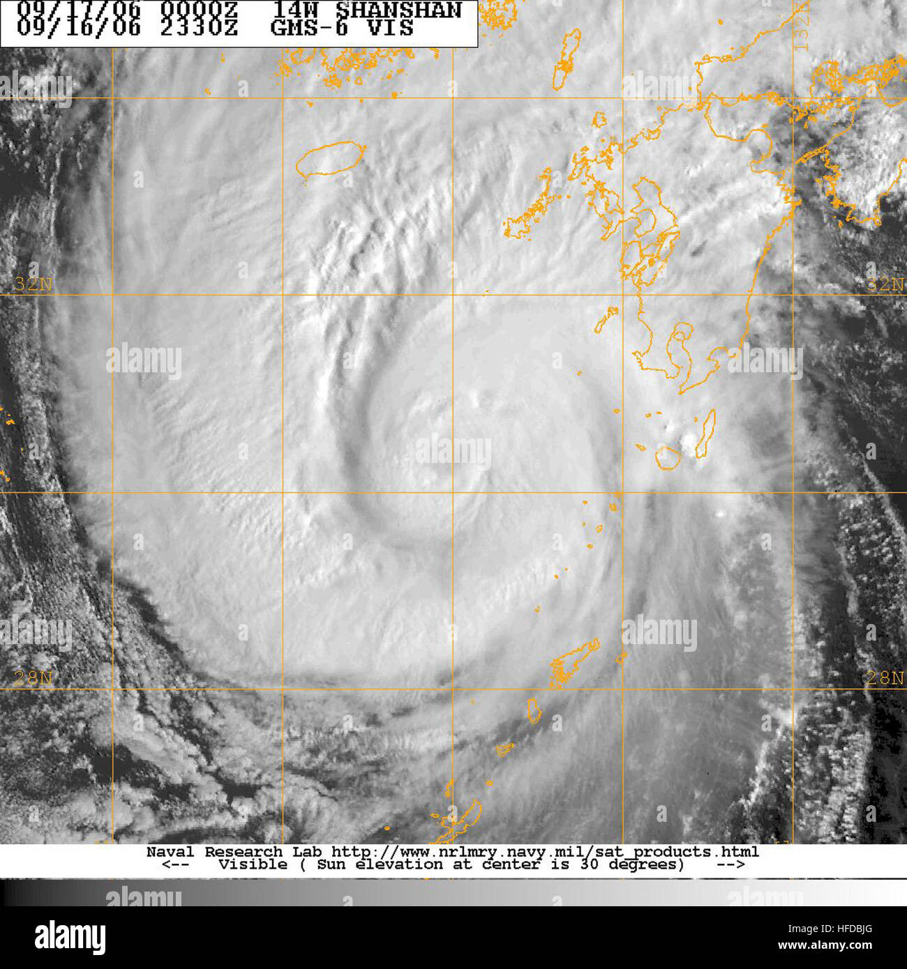 Taifun 14W (Shanshan) 2006-09-16 23-30 Stockfoto