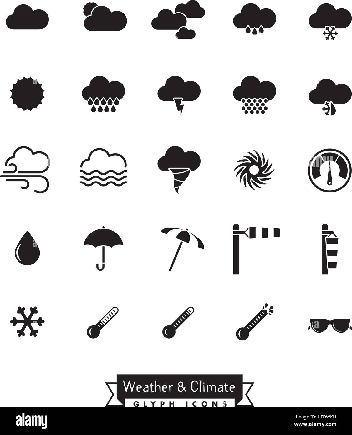 Sammlung von Wetter, Klima und Meteorologie im Zusammenhang mit Vektor-icons Stock Vektor