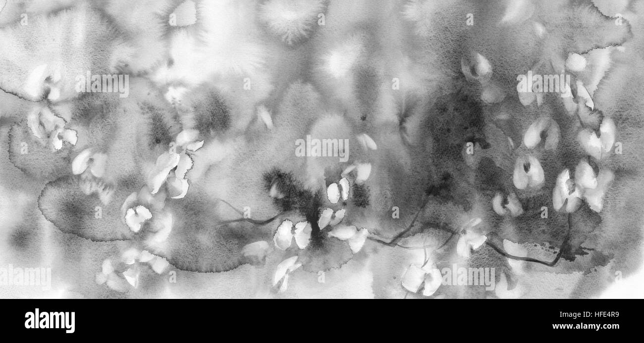 Grau weiße Orchideen Aquarell Stockfoto