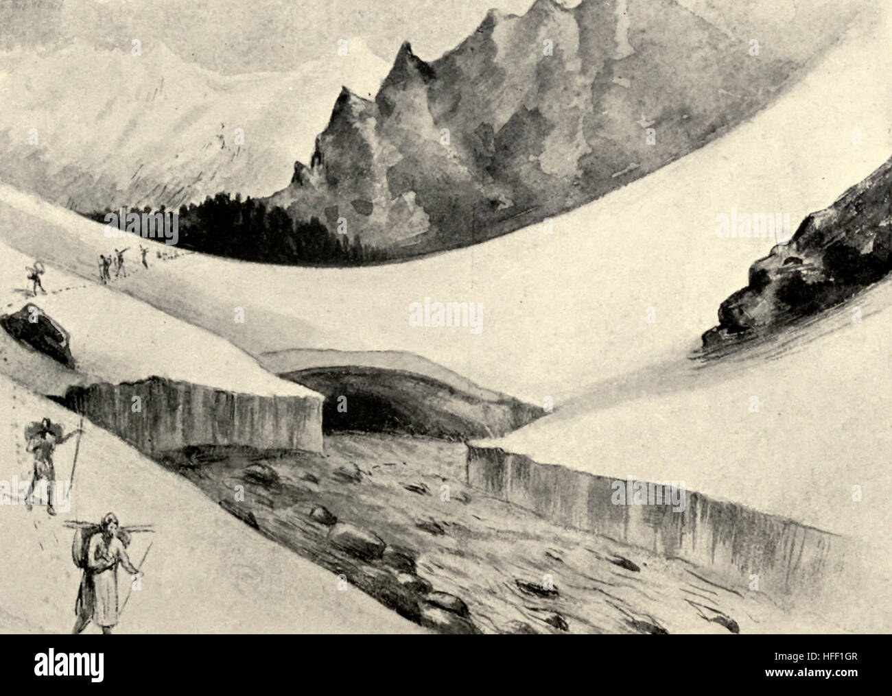 Schnee Brücken über den Fluss Kuti - Tibet, ca. 1899 Stockfoto