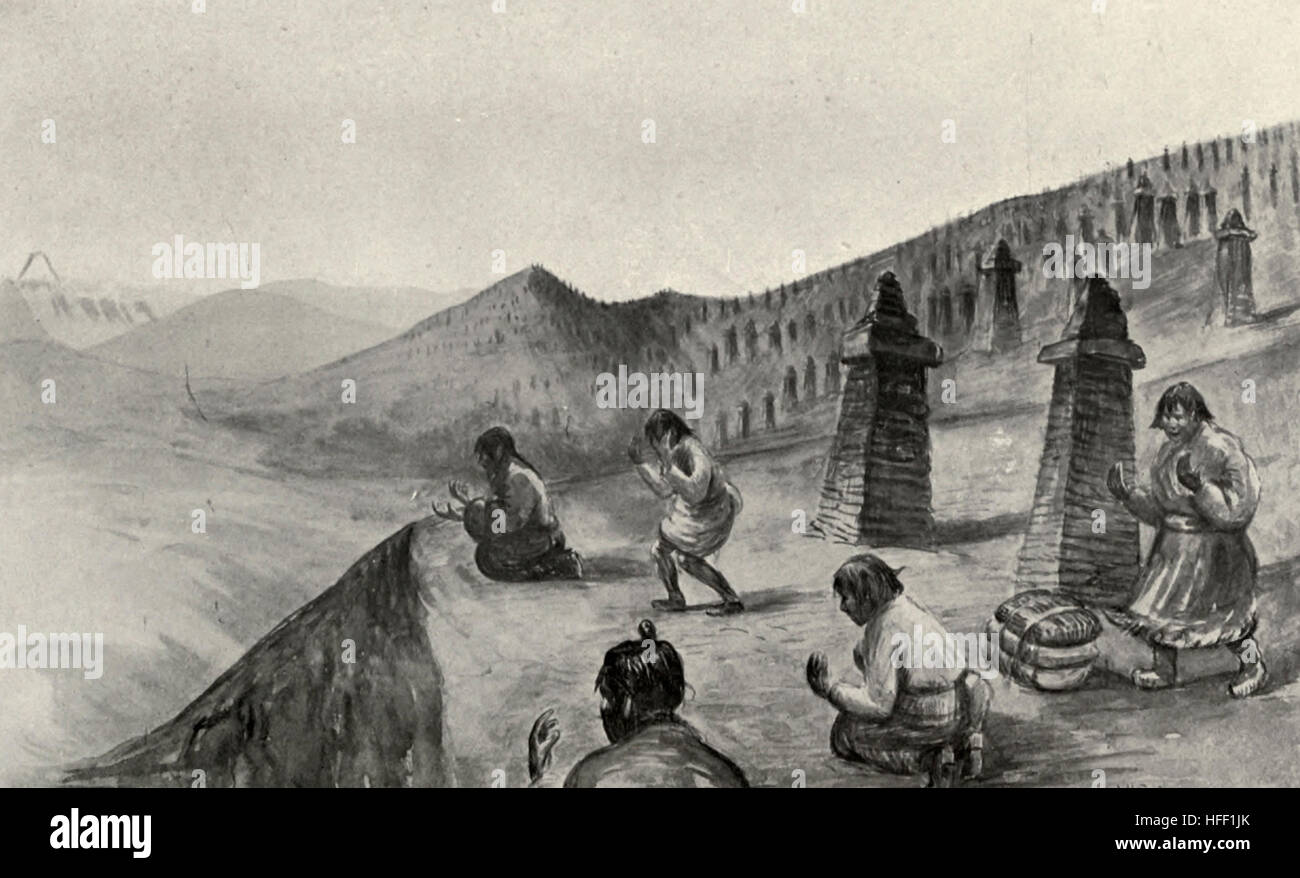 Salaaming Kelas bei Lama Chokden, Tibet, ca. 1899 Stockfoto