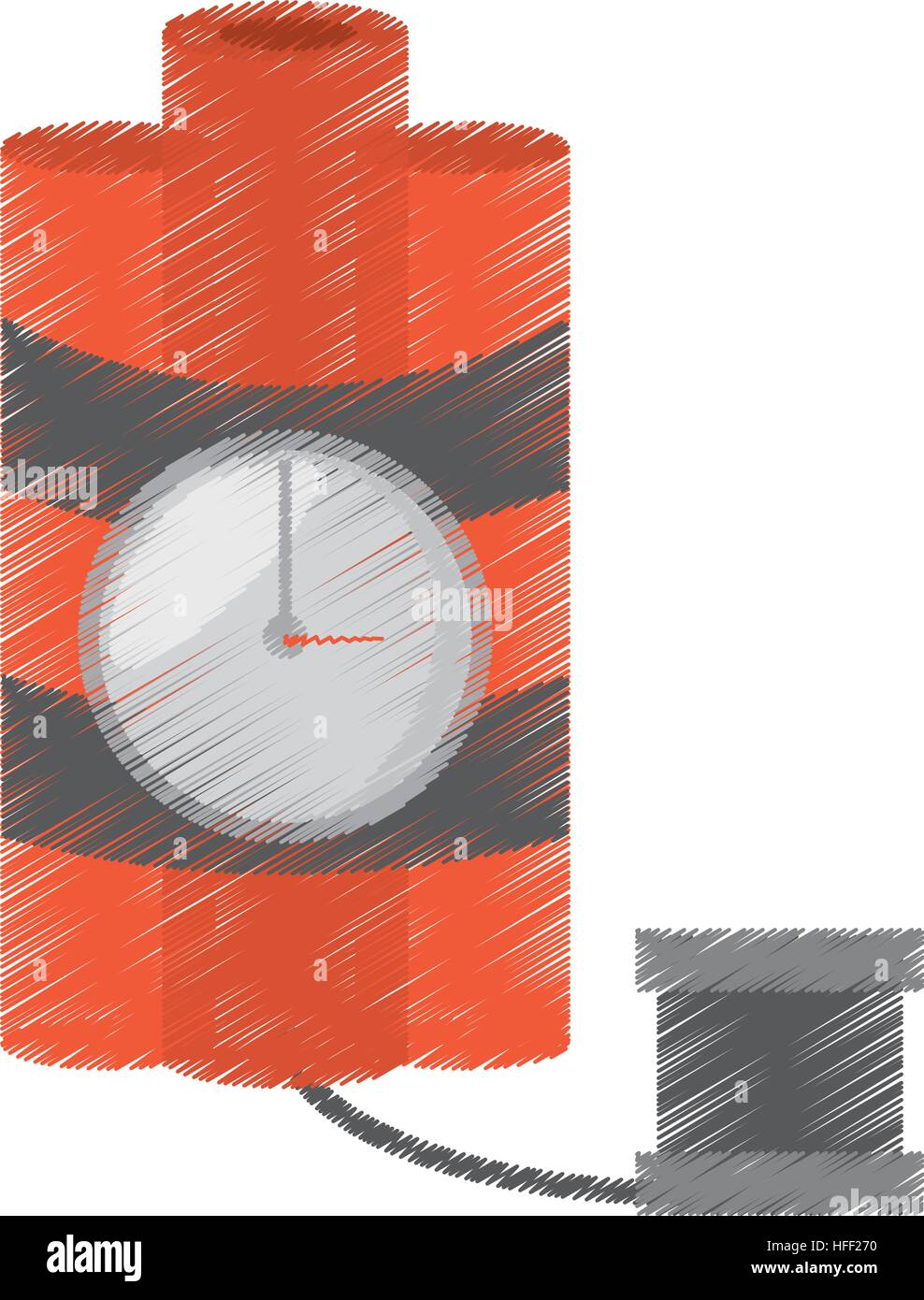 Zeichnen von Dynamit Stöcke Bergbau Uhr Kabel Stock Vektor