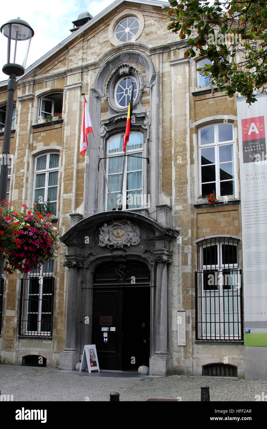 Außenseite des Plantin-Moretus-Museum ist ein Museum und Publishing Druckerei aus der Renaissance in Antwerpen Belgien Stockfoto