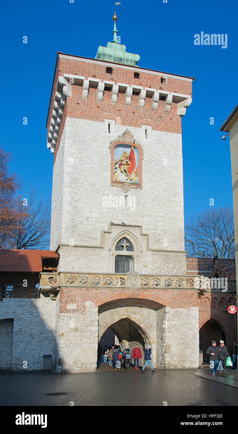 Florians Tor Florianska Straße Krakau Polen Stockfoto