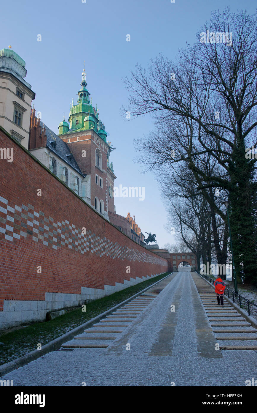 Rampe zum Wawel Hügel Krakau Eingang Stockfoto
