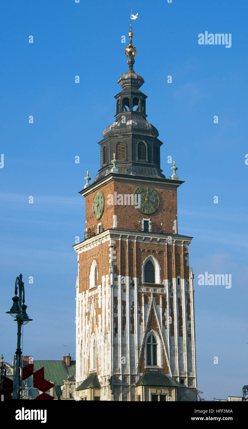 Rathaus Turm Market Square Krakau Polen Stockfoto
