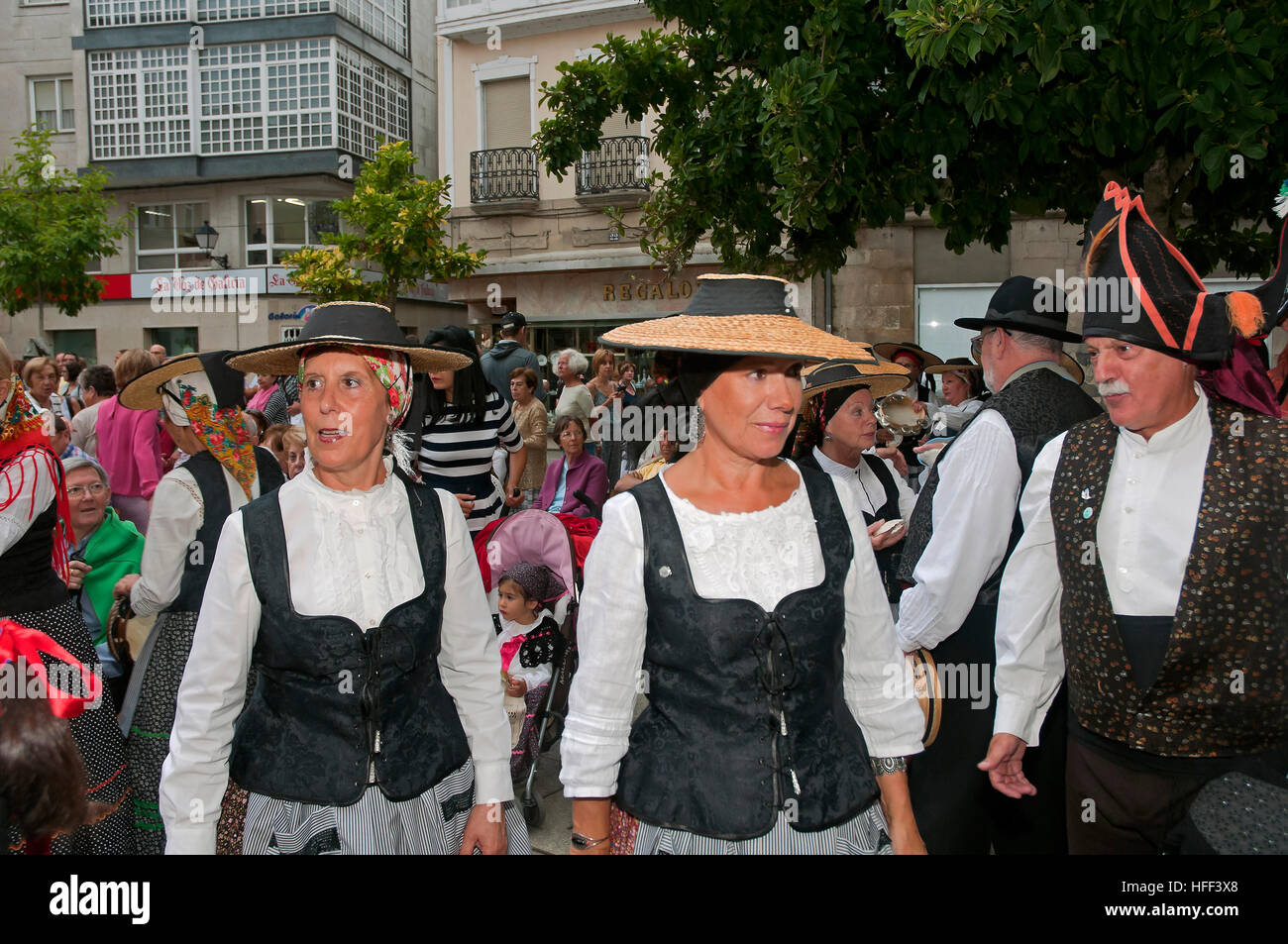 Volkstümliche Musikgruppe, fest der Jungfrau von Montserrat, Monforte de Lemos, Lugo Provinz, Region Galicien, Spanien, Europa Stockfoto