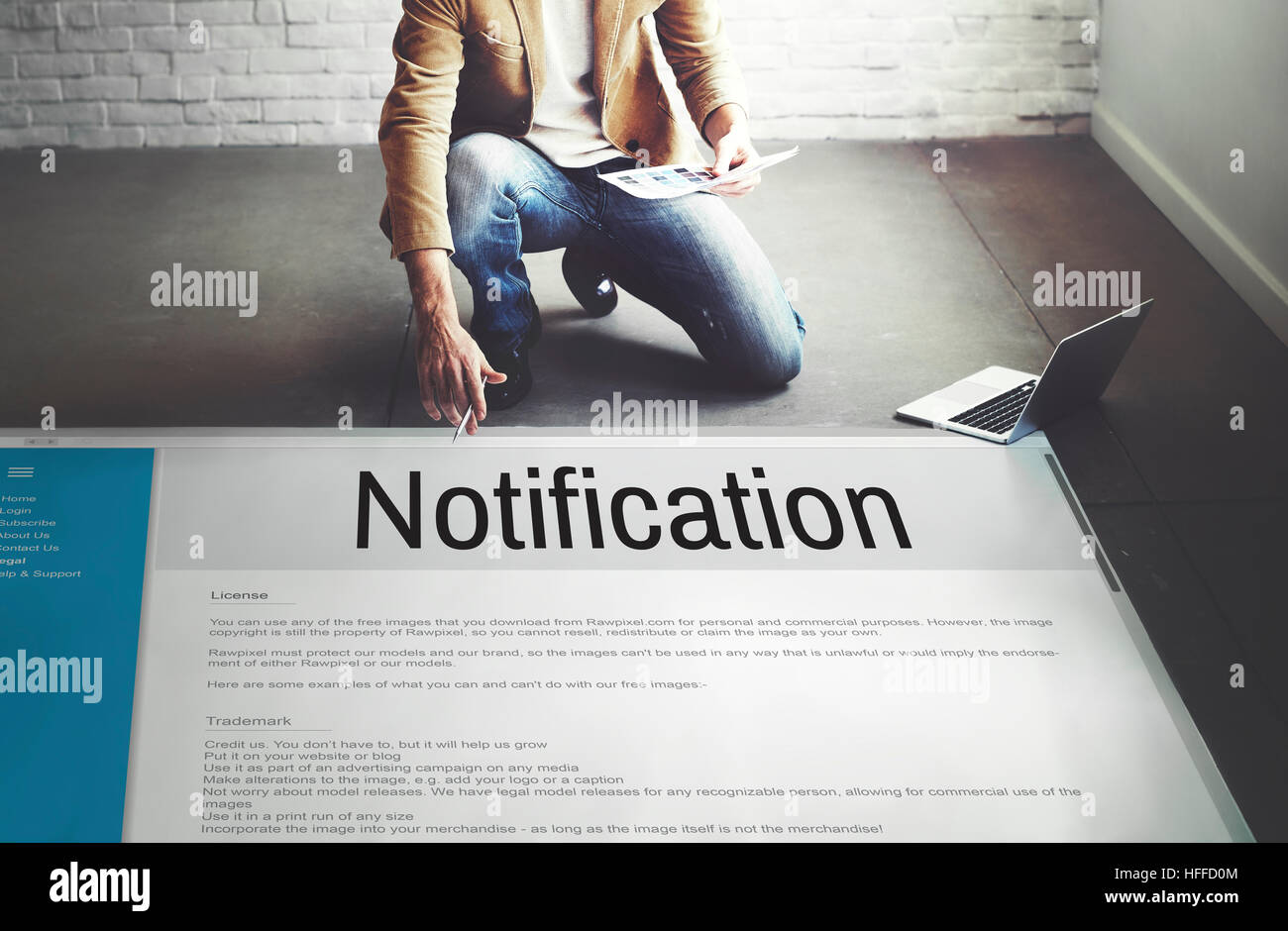 Benachrichtigung Warnsymbol Inbox Internet-Nachricht-Konzept Stockfoto