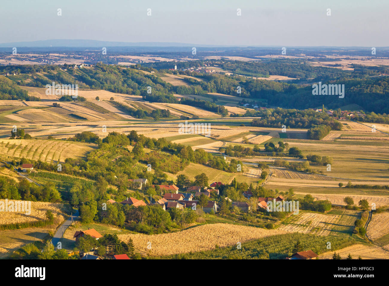 Grüne Agrarlandschaft od Prigorje Region in Kroatien Stockfoto