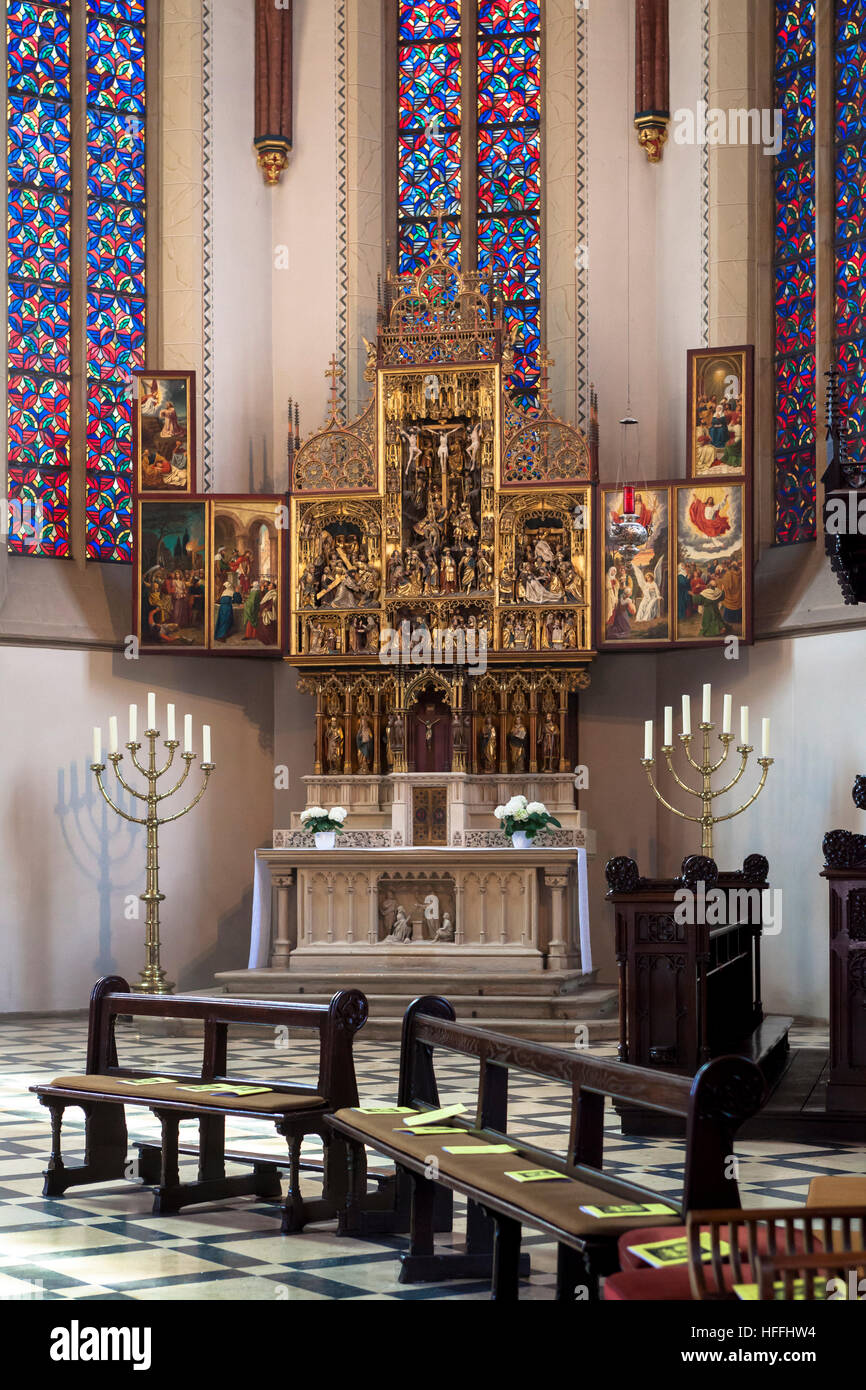 Deutschland, Haltern am See, Altar in der St. Sixtus Kirche am Markt im alten Teil der Stadt. Stockfoto