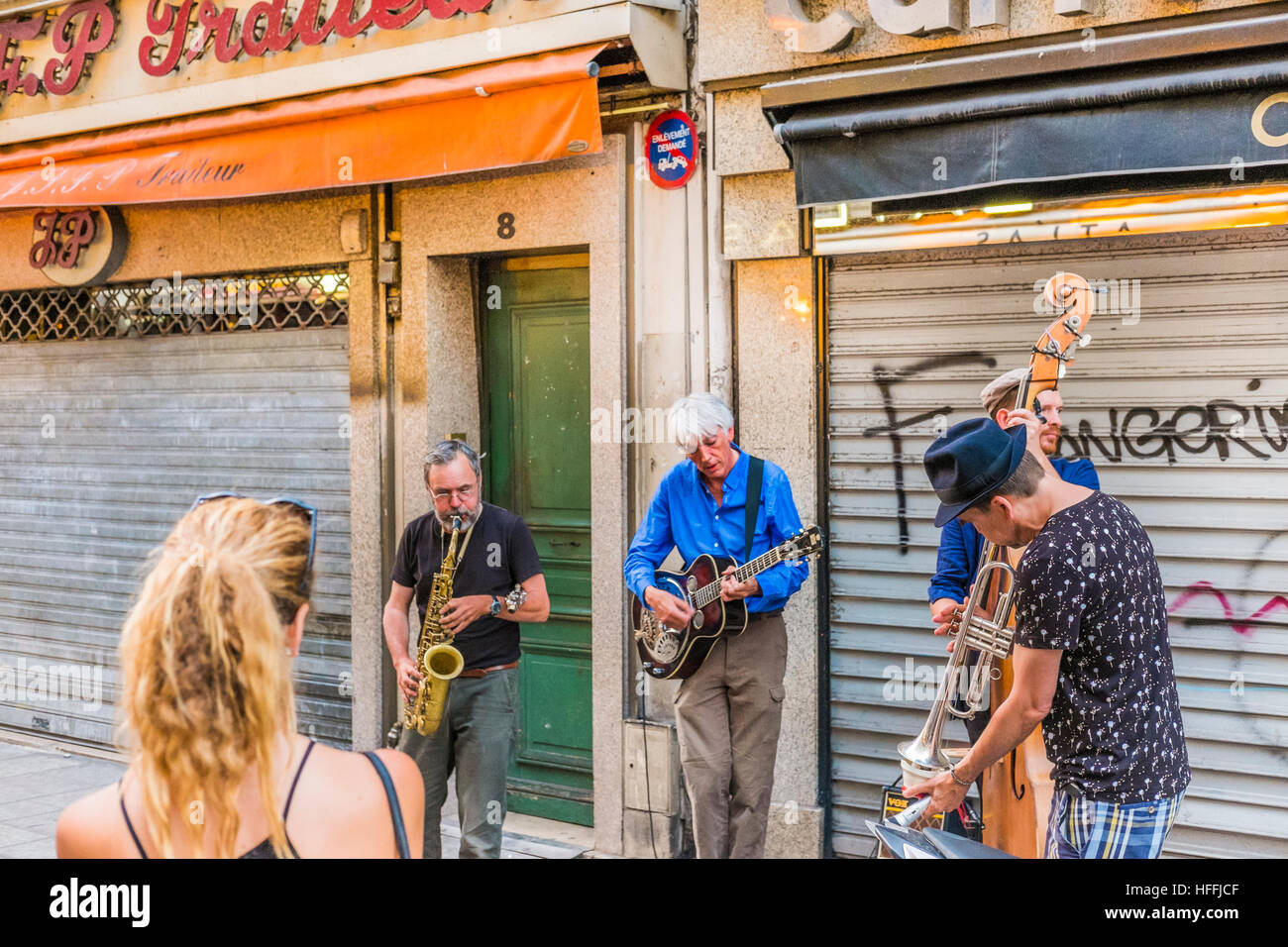 Straßenmusiker, Saint Germain des Prés Stockfoto