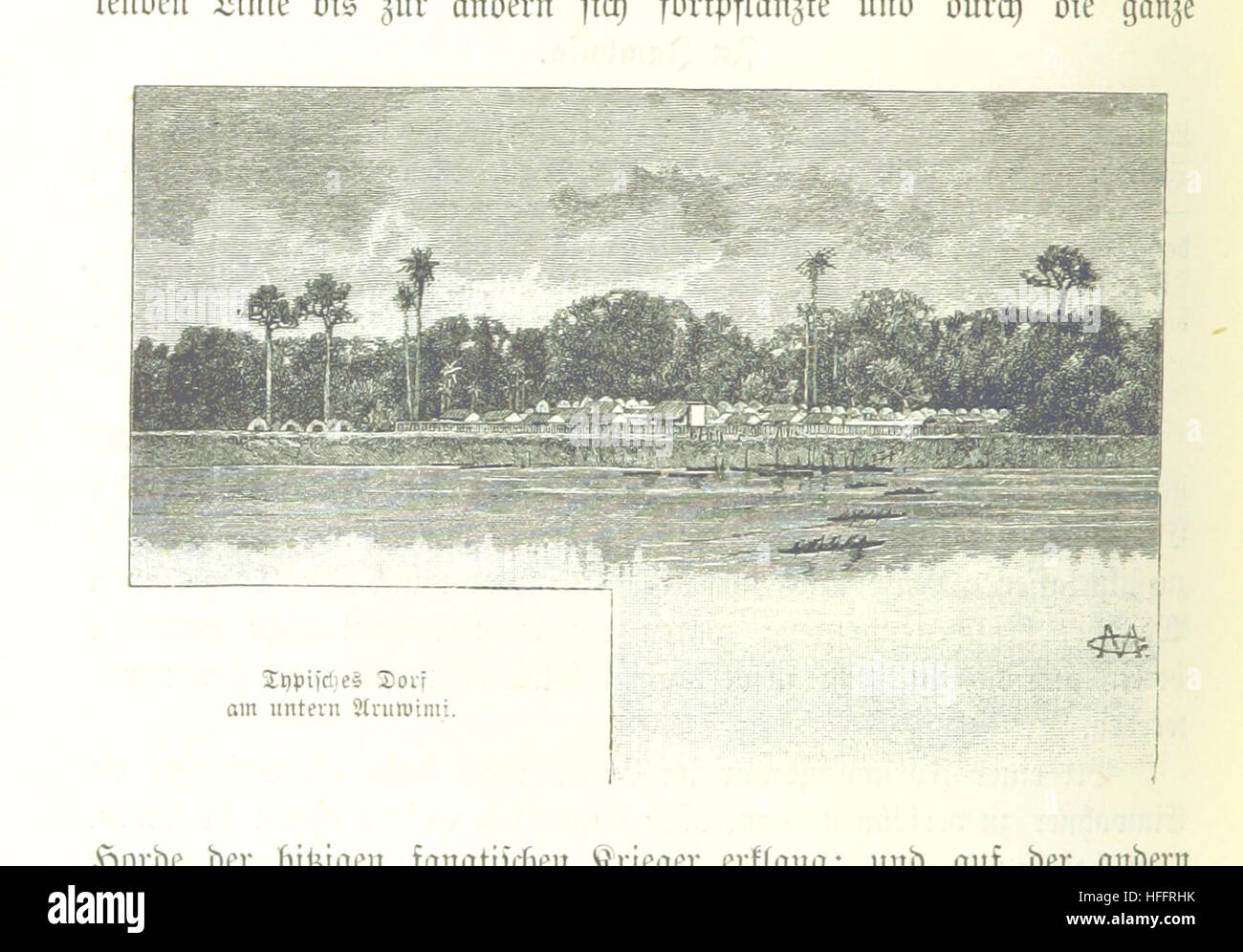 Ein Bericht über die Erkundung der dunkelsten Teile Afrikas, übersetzt ins Deutsche, in dem die Reise des Autors durch entlegene und unerforschte Regionen des Kontinents beschrieben wird. Stockfoto