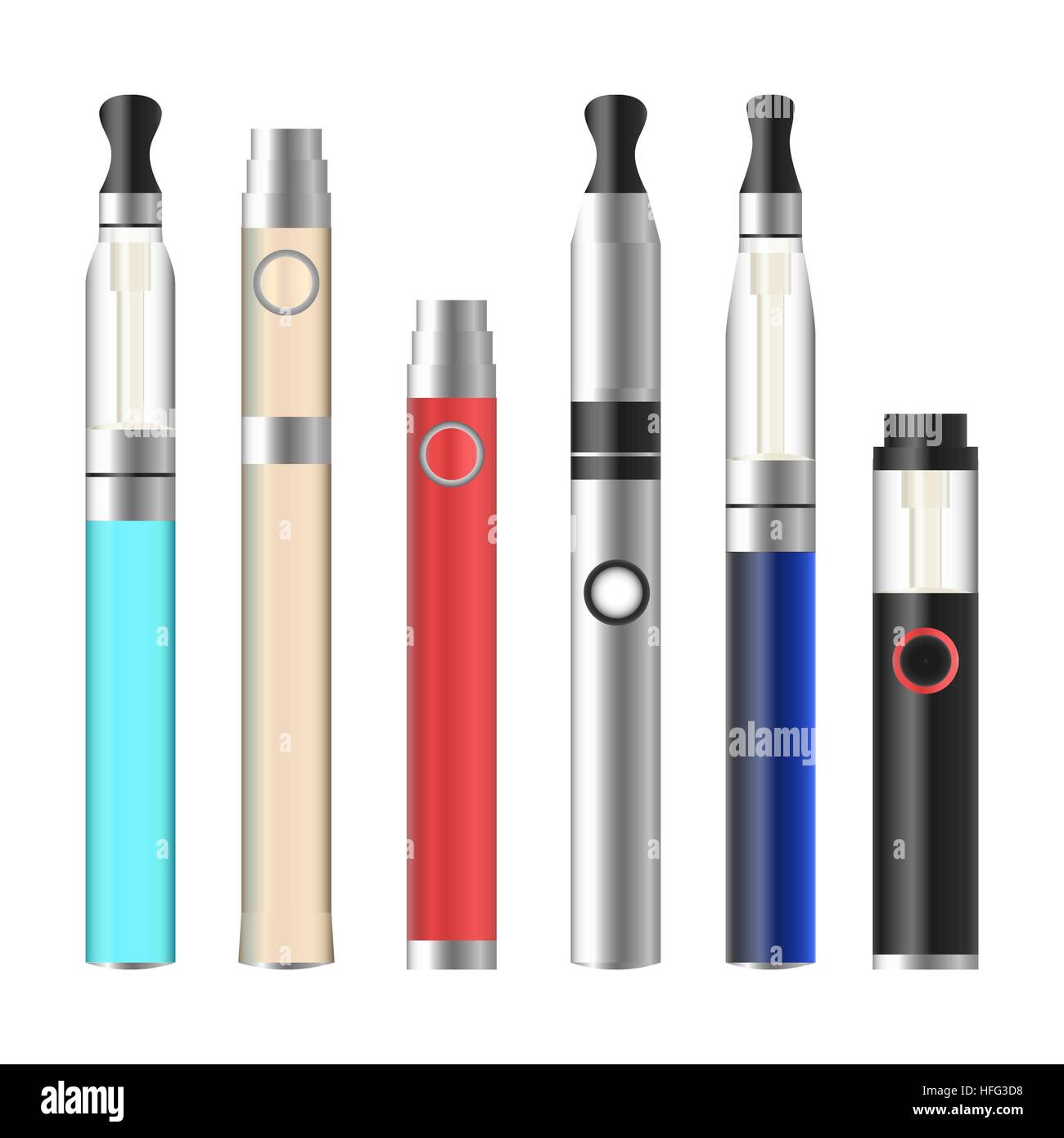 VAPE Stift. Elektronische Zigarette-Set. Bunte Vektor E-Zigarette Pen  Isolated On White Background. Abbildung Stock-Vektorgrafik - Alamy