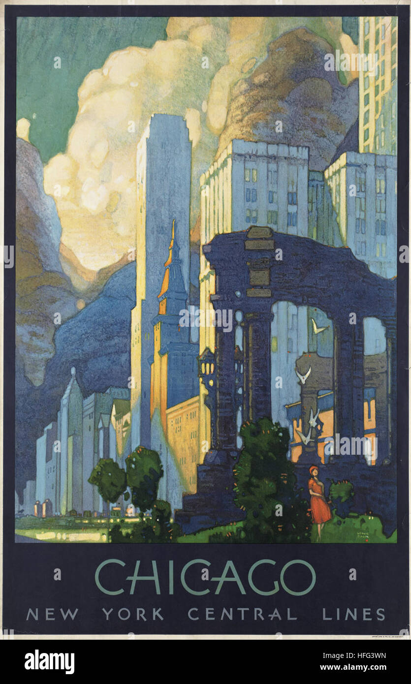 Oldtimer Reise Poster - Chicago Stockfoto