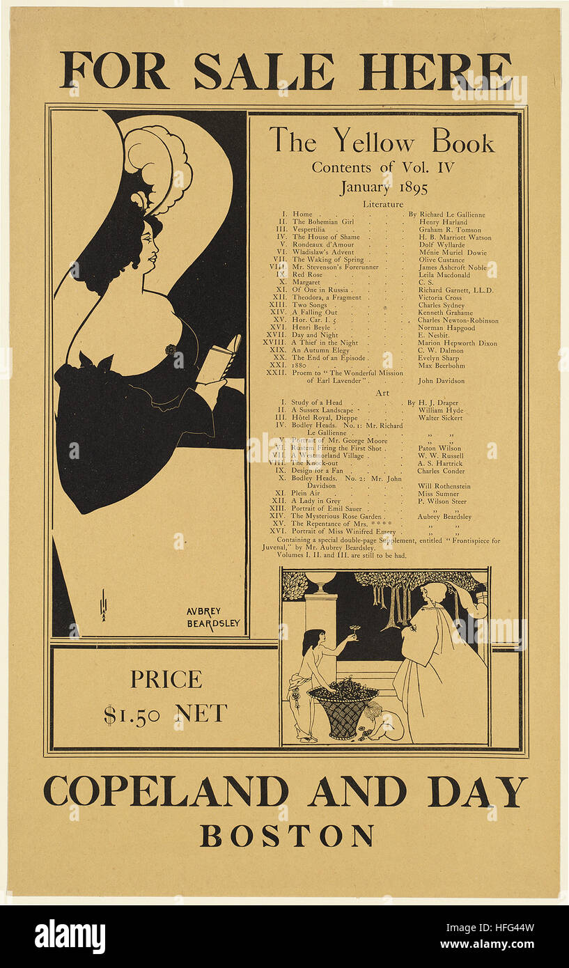 Hier zum Verkauf. Das gelbe Buch, Inhaltsverzeichnis Bd. IV, Januar 1895. Stockfoto