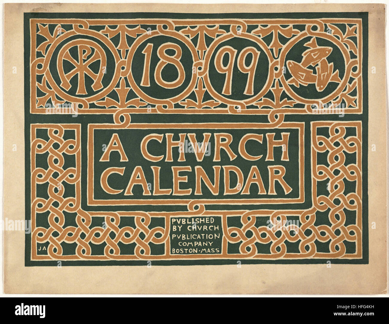 1899, ein Kirchenkalender Stockfoto