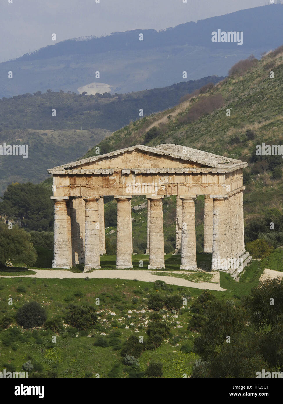 Antiken griechischen dorischen Tempel, Segesta, archäologische Stätte, Sizilien, Italien Stockfoto