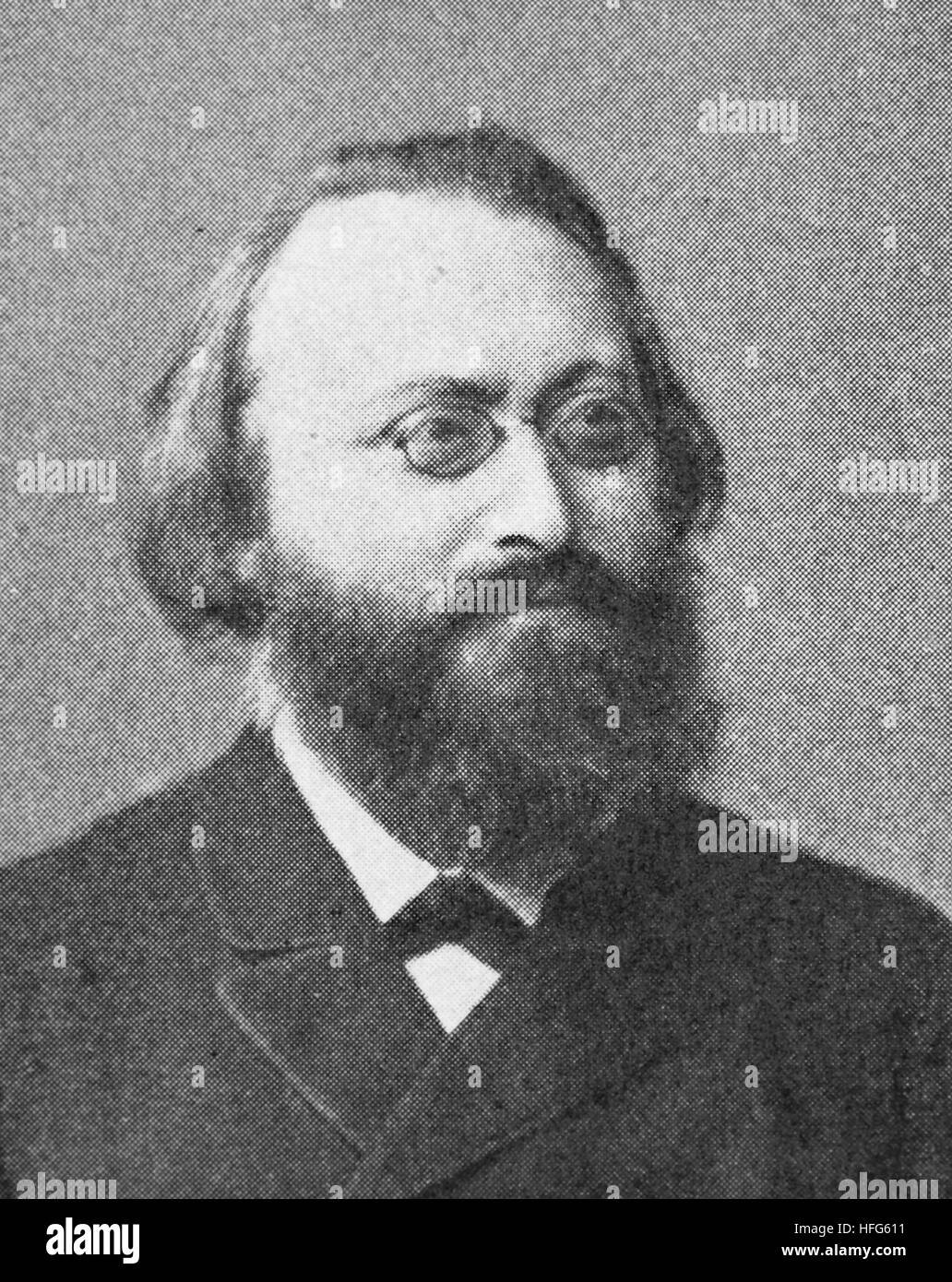 Max Christian Friedrich Bruch, wurde 1838-1920, auch bekannt als Max Karl August Bruch, eine deutsche romantische Komponist und Dirigent, über 200 Werke, darunter drei Violinkonzerte, schrieb Reproduktion Foto aus dem Jahr 1895, digital verbessert Stockfoto