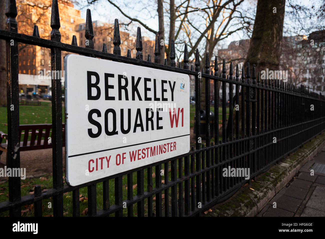 Berkeley Square Straßenschild Mayfair Stockfoto