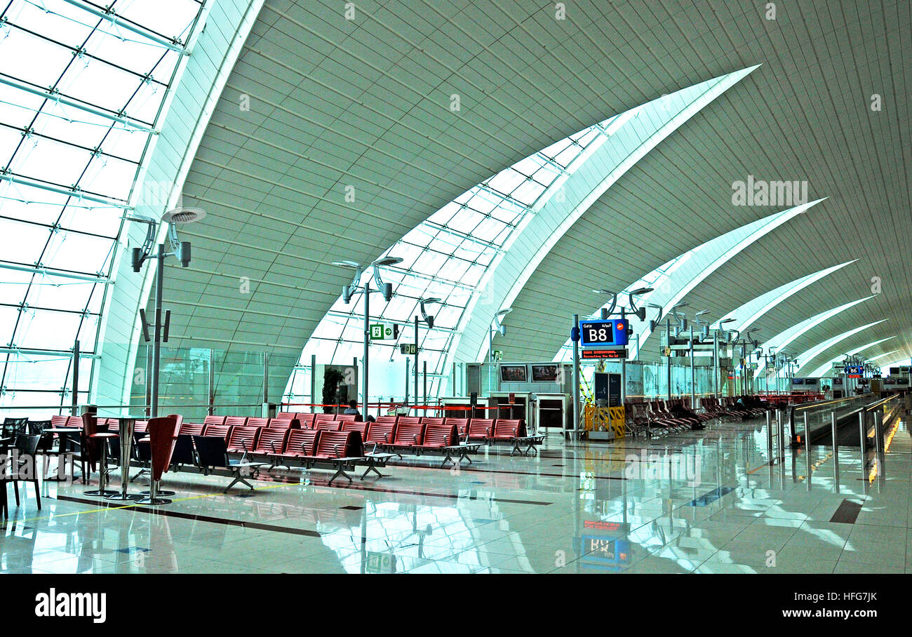 Departure Hall terminal 3 internationale Flughafen von Dubai Vereinigte Arabische Emirate Stockfoto